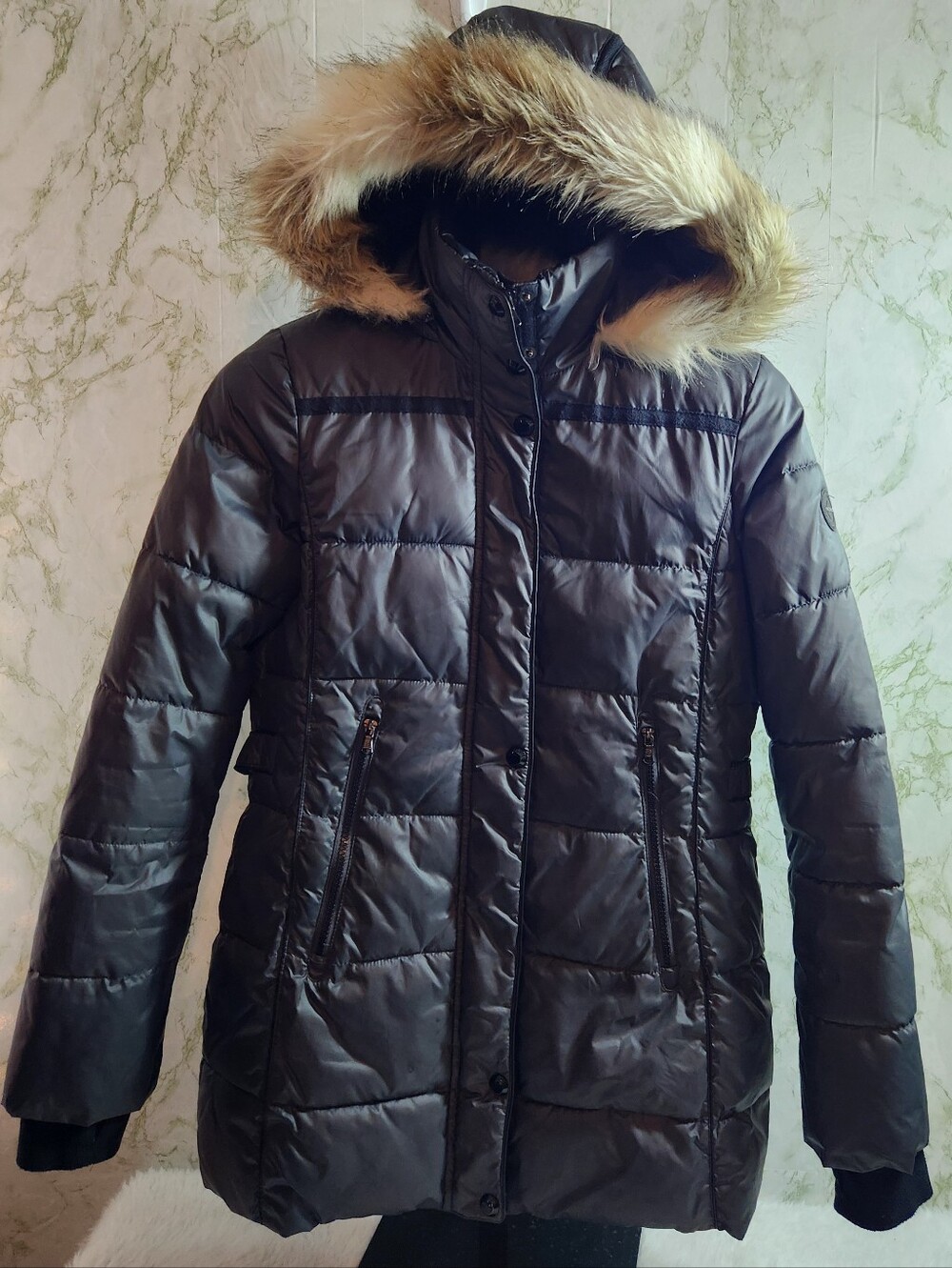 HALIFAX TRADERS Dark Gray Fur Trim Parka